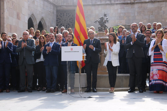Catalan government officials at an event commemorating the 2-year anniversary of the referendum (by Bernat Vilaró)